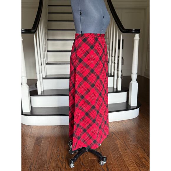 Coldwater Creek Maxi Red Plaid Tartan Skirt Christmas Holiday Party Winter 90s - Picture 5 of 12